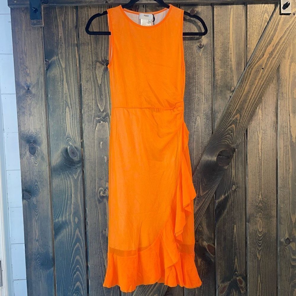 NWT Fuzzi Ruffle Mesh Dress - Picture 4 of 6